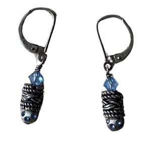 Vintage sterling silver 925 blue crystal earrings